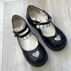 Maryjane Heart Shoes cutout ruffle womens Black (size 8.5 US) lolita goth retro